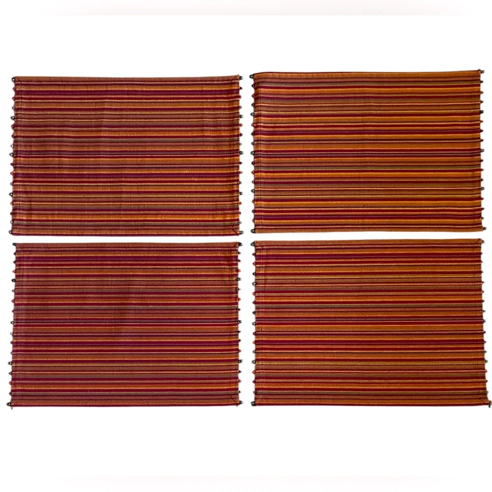 Pier 1 Imports Spicey Stripe Placemat 14” x 20” Fall Holiday Multicolor Set of 4