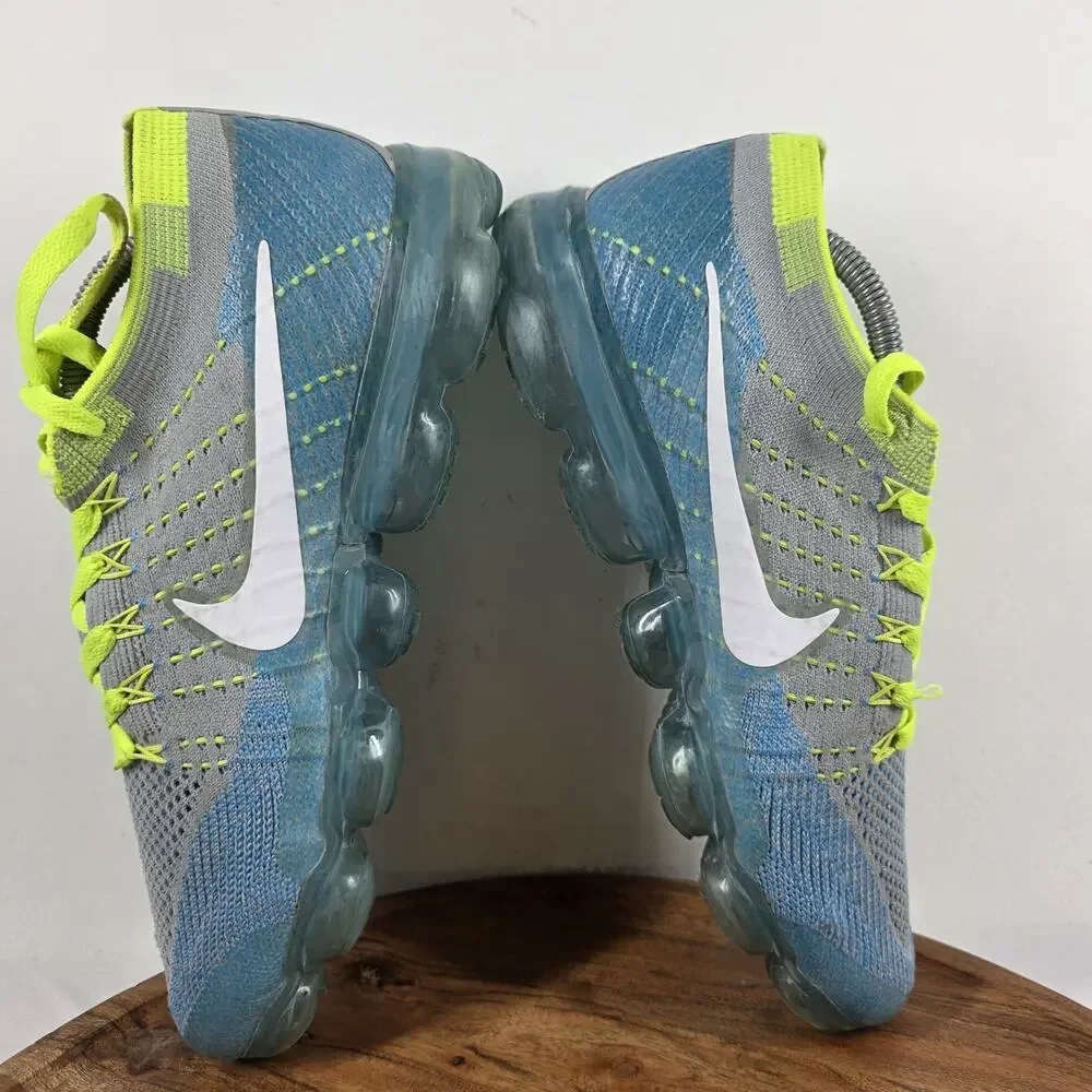 Nike Air VaporMax Flyknit Sprite Volt Mens Gray Blue Size 10 Shoes 849558-022