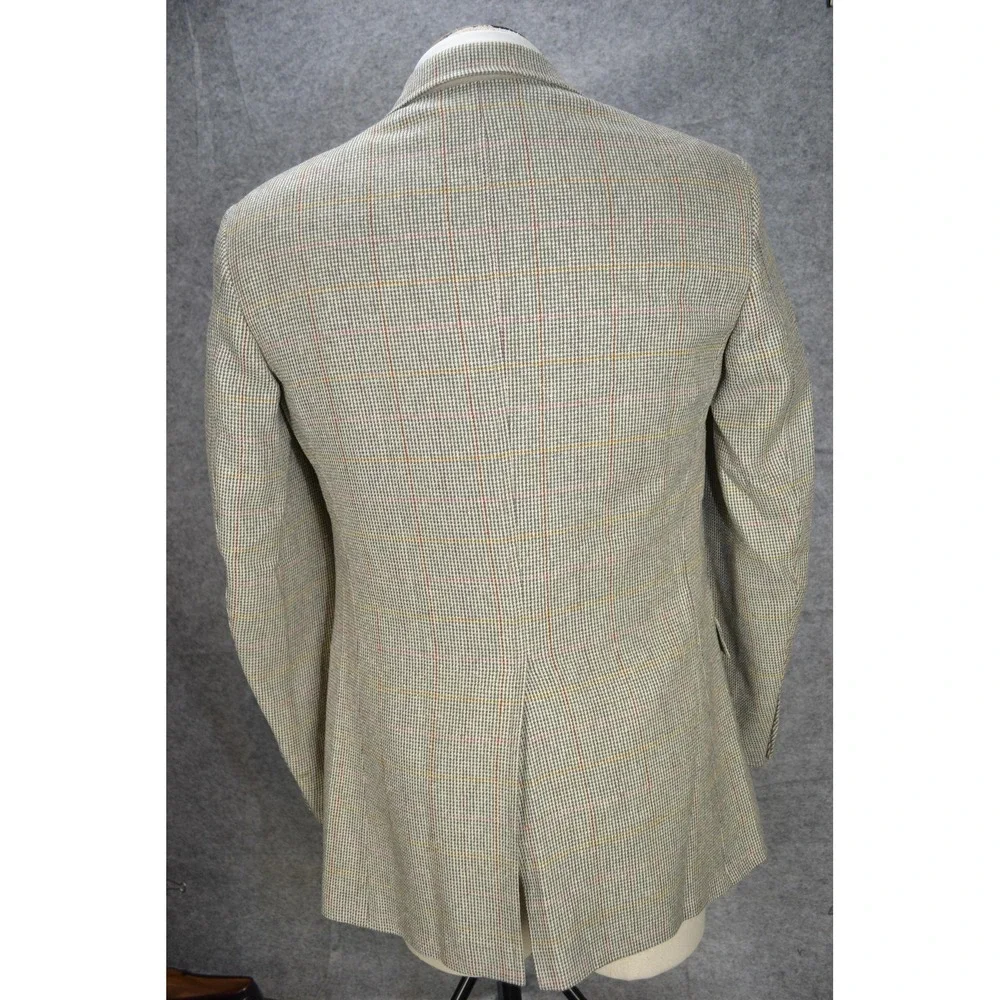 VTG Polo Ralph Lauren Blazer Mens 41L Gray Windowpane Check Made USA Sport‎ Coat
