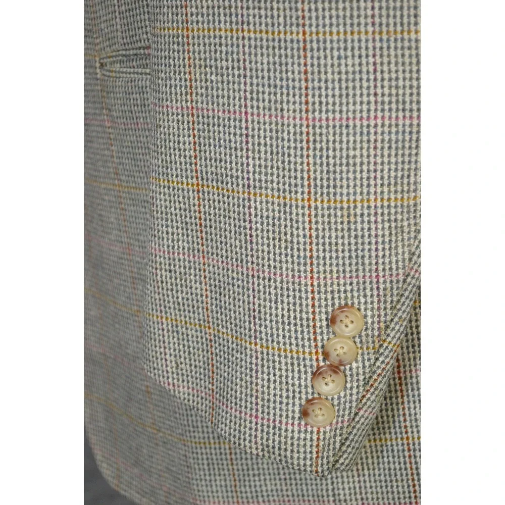 VTG Polo Ralph Lauren Blazer Mens 41L Gray Windowpane Check Made USA Sport‎ Coat
