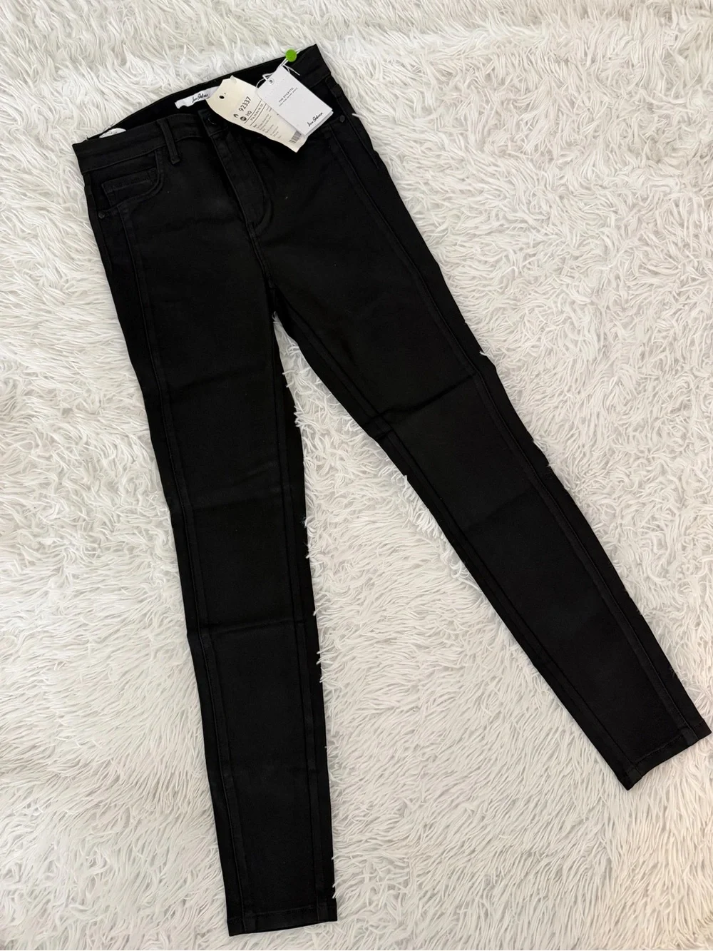 Sam Edelman Stiletto Coated Skinny Jeans Black High Rise Ankle 27 NWT