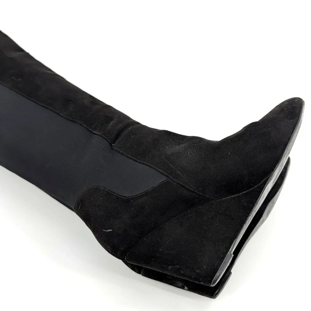 Charles David Womens‎ Black Suede Stretch Over The Knee Wedge Boots 7.5