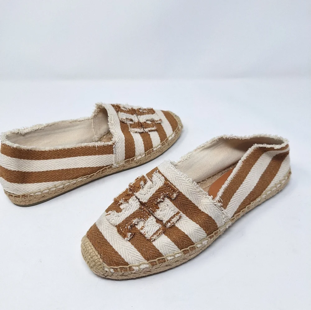 Tory Burch striped espadrilles flats slip on shoes women’s 7.5