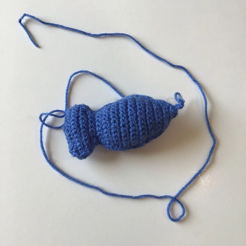 Handmade Crocheted Cat Toy Blue Fish With 32