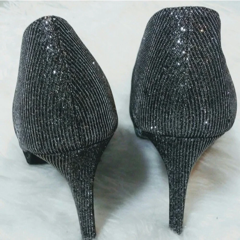 Fioni Night Glitter Platform Stiletto Heels Gray Sparkly Pumps Party Size 9