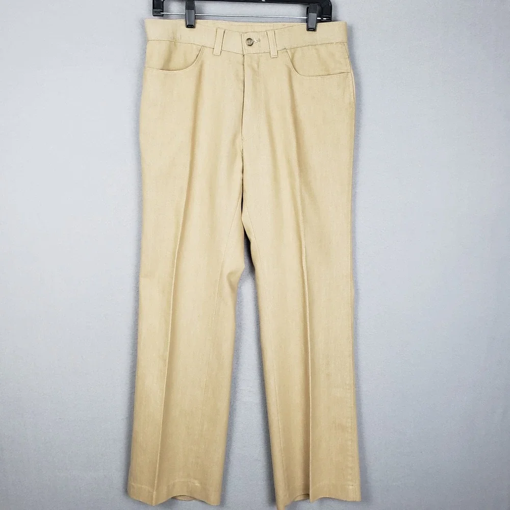 Vintage Levi's Action‎ Slacks Men's 32x30 Tan Pleated Dress Trousers Office