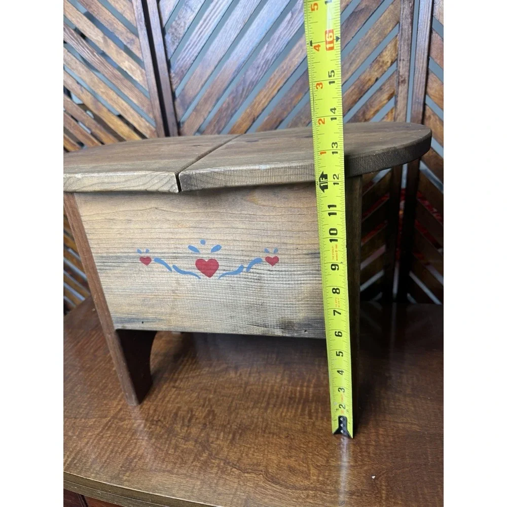 Cottage Core Homemade Wooden Heart Shaped Stool/Foot Stool / Seat with Storage
