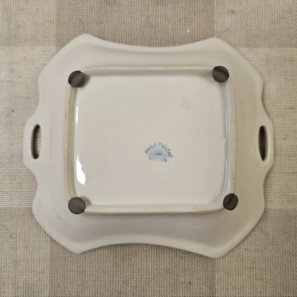 Vintage Porcelain Hand Painted Floral Small Trinket Vanity Tray Dish X 2