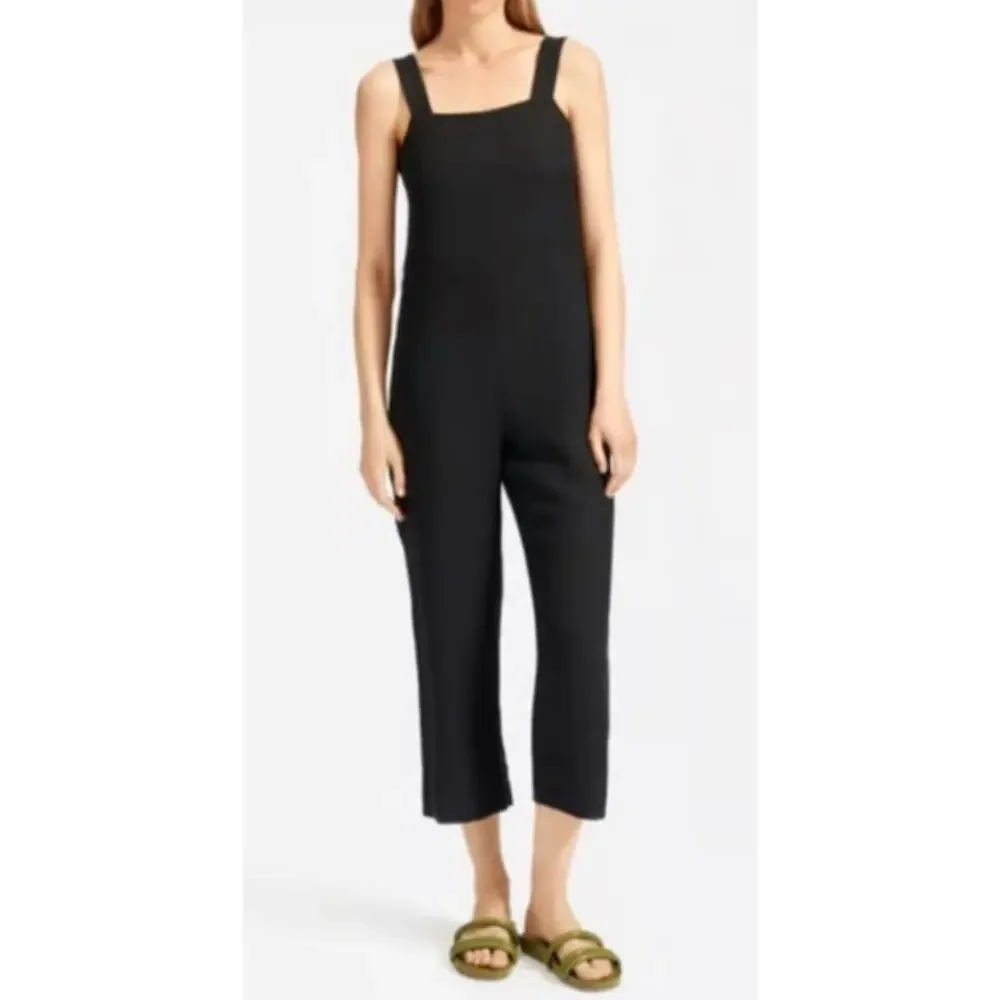 Everlane Women’s Black Linen Blend Overall Pants Romper Sz 4 A003253