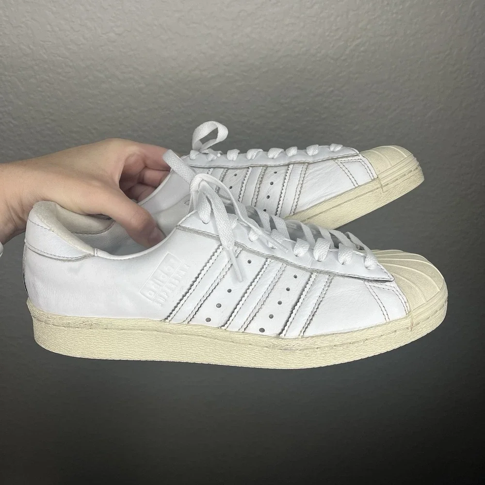 Adidas Shoes Men White Beige Original Superstar Sneaker Lace Low EE7392 Size 7.5