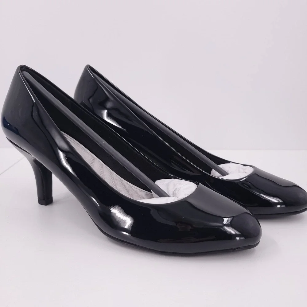 Easy Street Passion Dress Pumps Black Womens 11 M‎ Patent Slip On Classic Heels