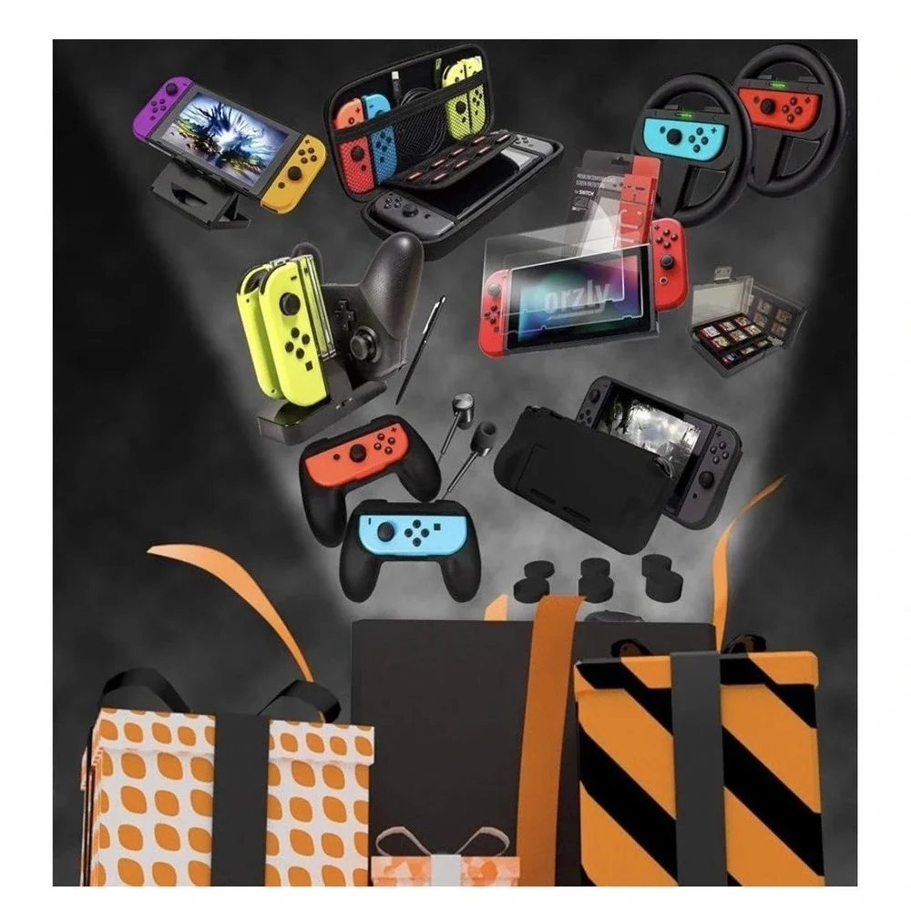 Orzly Ultimate Geek Pack Accessory Bundle For Switch Switch OLED Black