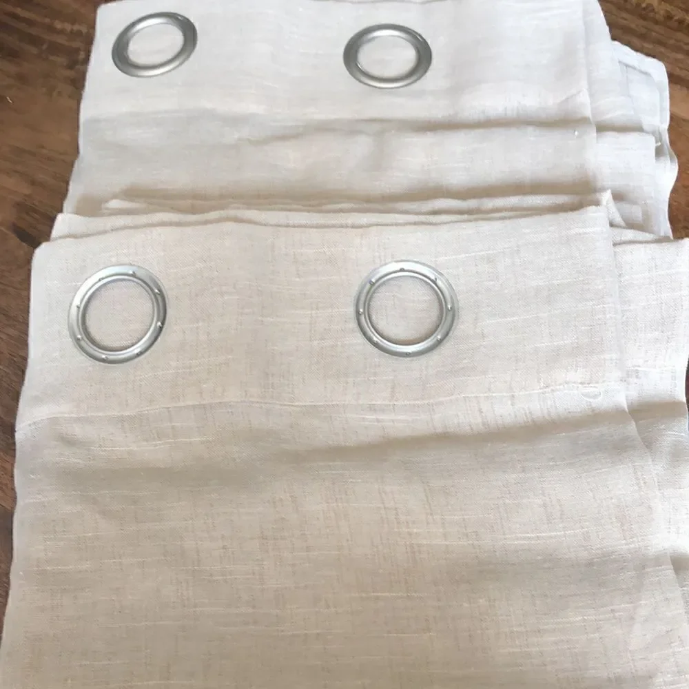 Archaeo Slub Textured Linen Blend Sheer Grommet Top Curtain Panel Pair