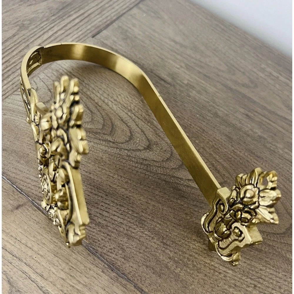 Vintage Ornate Brass Curtain Tie Back/towel Holder Floral Victorian Large