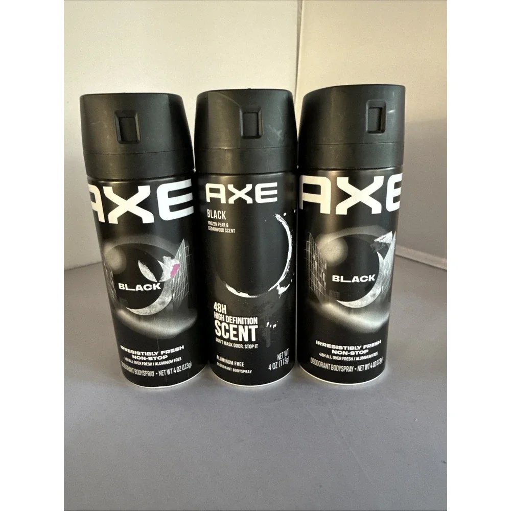Axe Black Deodorant Body Spray 4oz Frozen Pear & Cedarwood Scent 3 pack