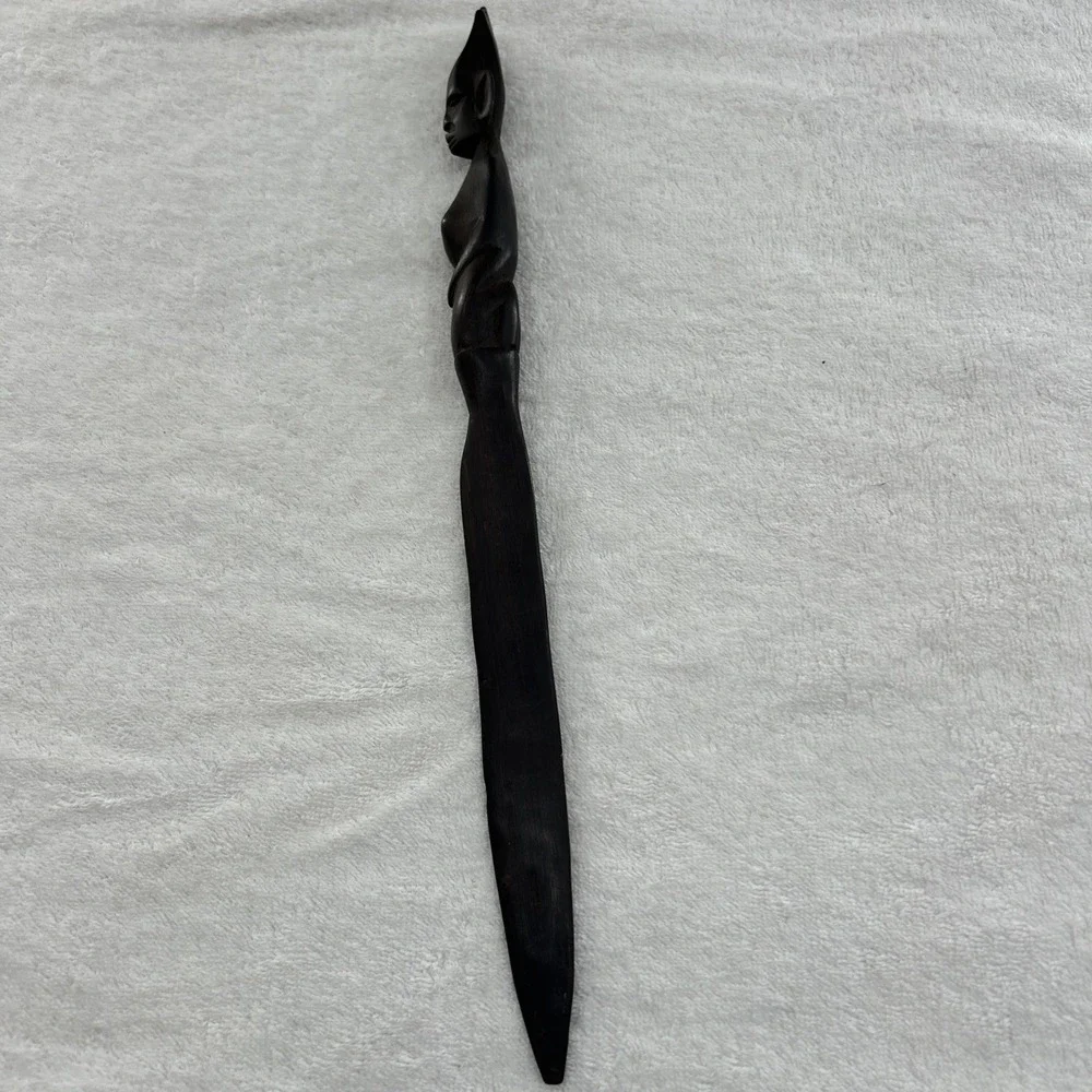 Vintage Hand Carved wood carving head letter opener 14