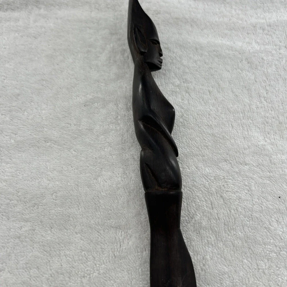 Vintage Hand Carved wood carving head letter opener 14