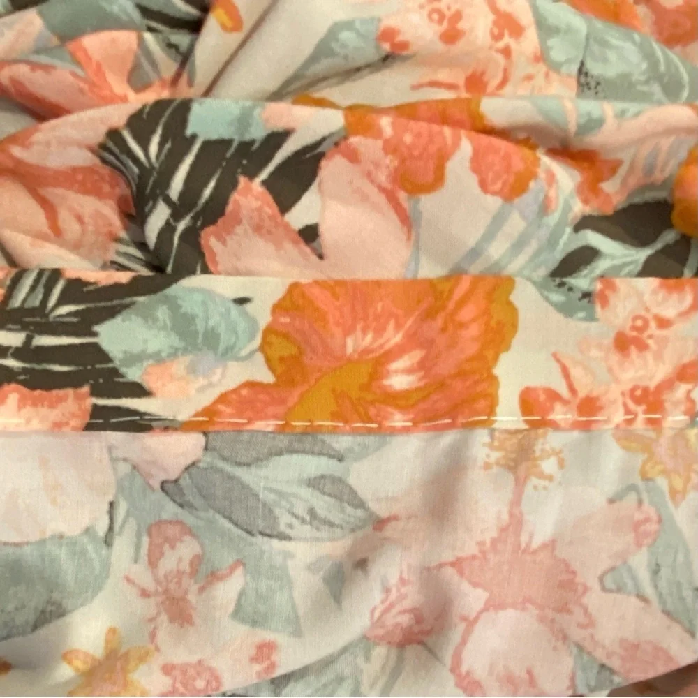 Natural Reflections Women plus XXL Orange Green Floral Halter style maxi dress