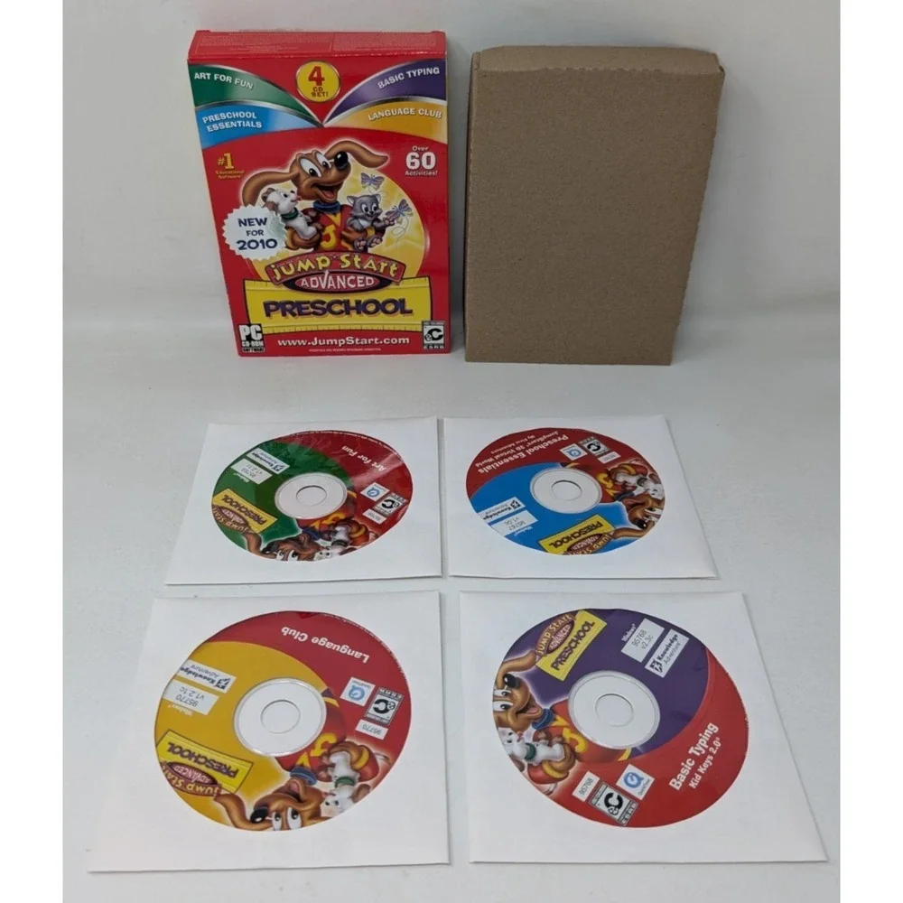 Jump Start Advanced Preschool 4 CD-ROM Set PC Game Windows XP 2010 Small Box