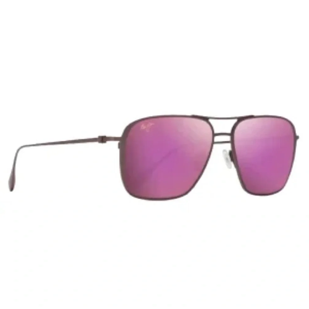 Maui Jim Titanium Purple Mirrored Aviator Sunglasses Polarized.