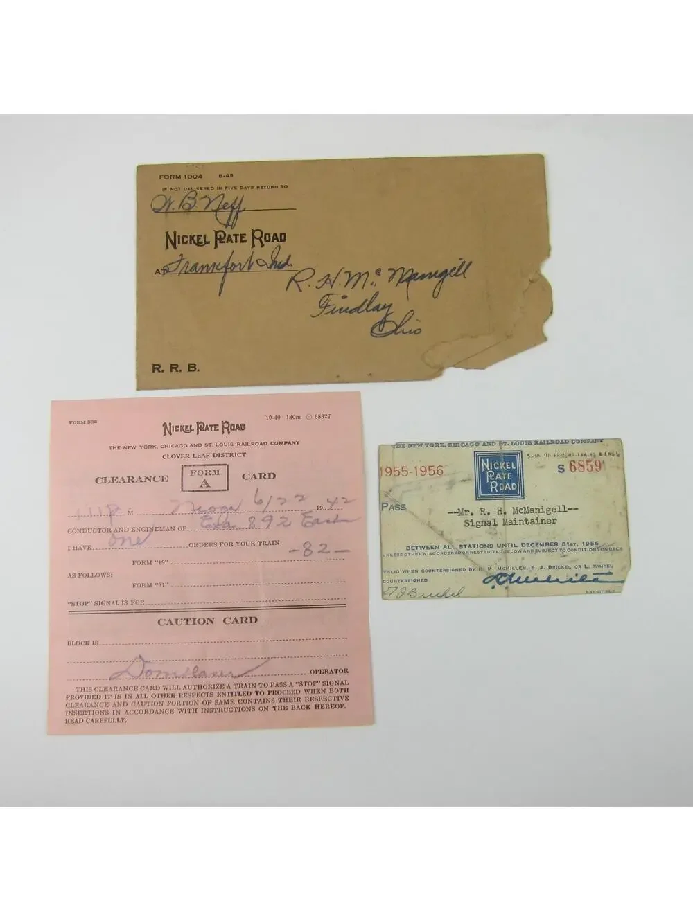 Nickel Rate Road Train Ephemera Lot 3 Envelope Form A & Pass Vintage 1940s-50s