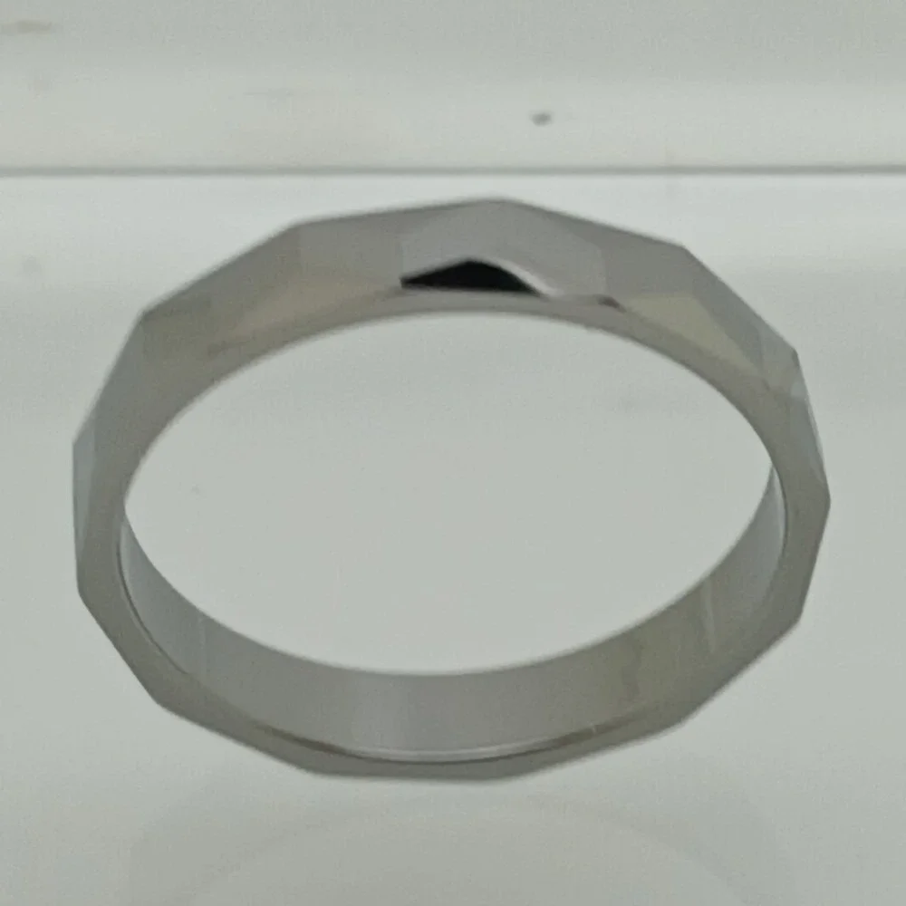 Vintage 90s Y2K Tungsten Faceted Geometric Band Ring Size 10.25 Silver 4mm New