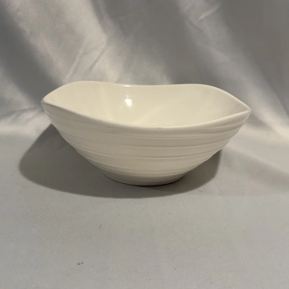 Vintage Mikasa Swirl Square White Ironstone Serving Bowl Square Modernist