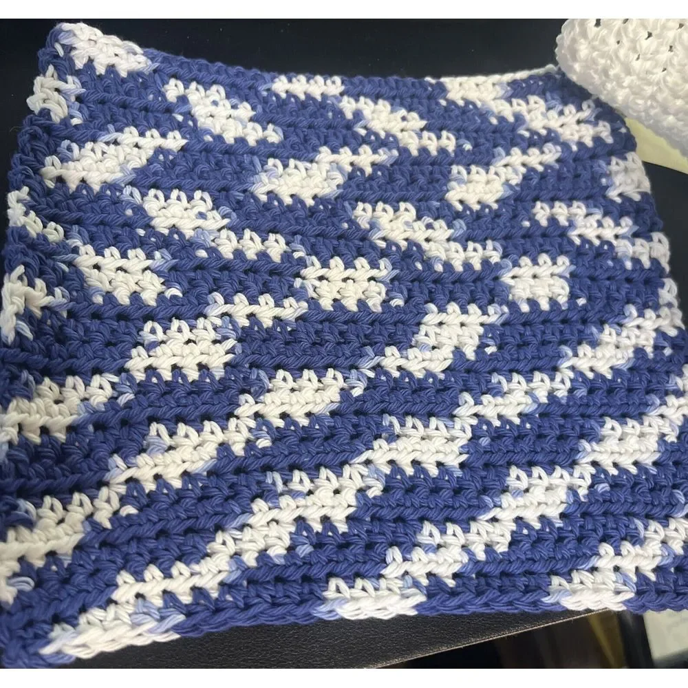 HANDMADE SET OF 2 CROCHET COTTON DISH‎ CLOTHS OR WASH CLOTHS APPROX 8x10