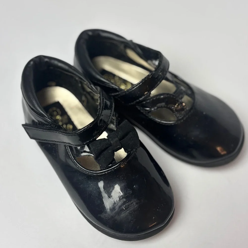 90's Small Steps Toddler Girls Black Patent‎ Mary Jane Dress Shoes Size 5