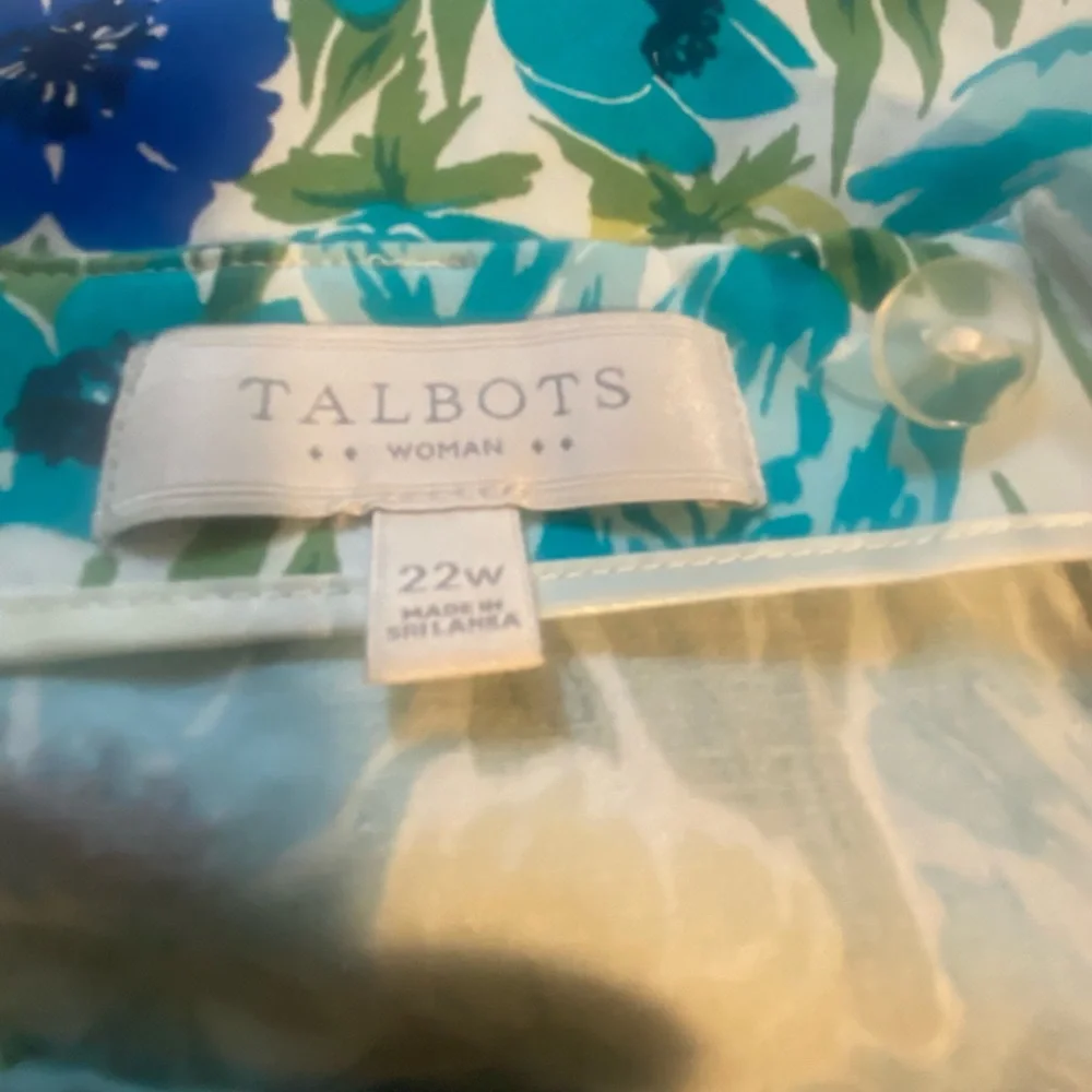 Talbots Blue and Green Floral Pencil Skirt