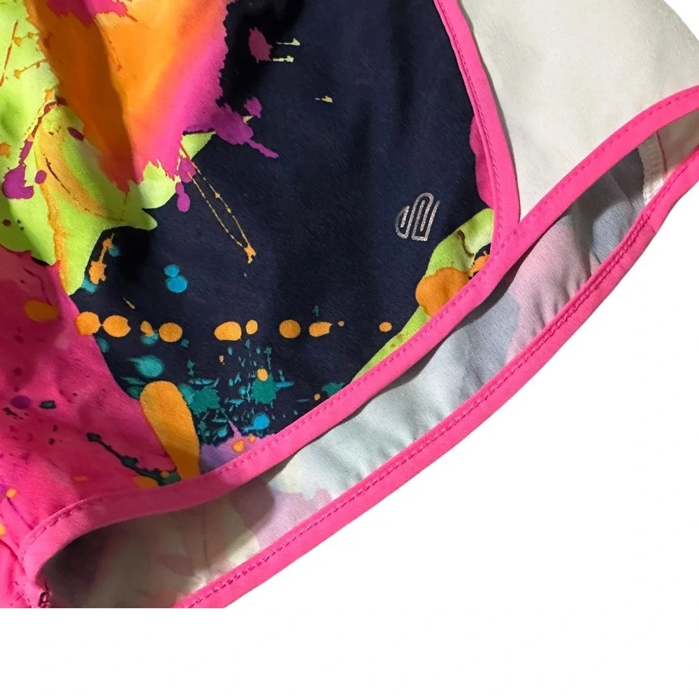 Justice Sport Girls Active‎ Running Shorts Multicolor Splash Paint Athletic