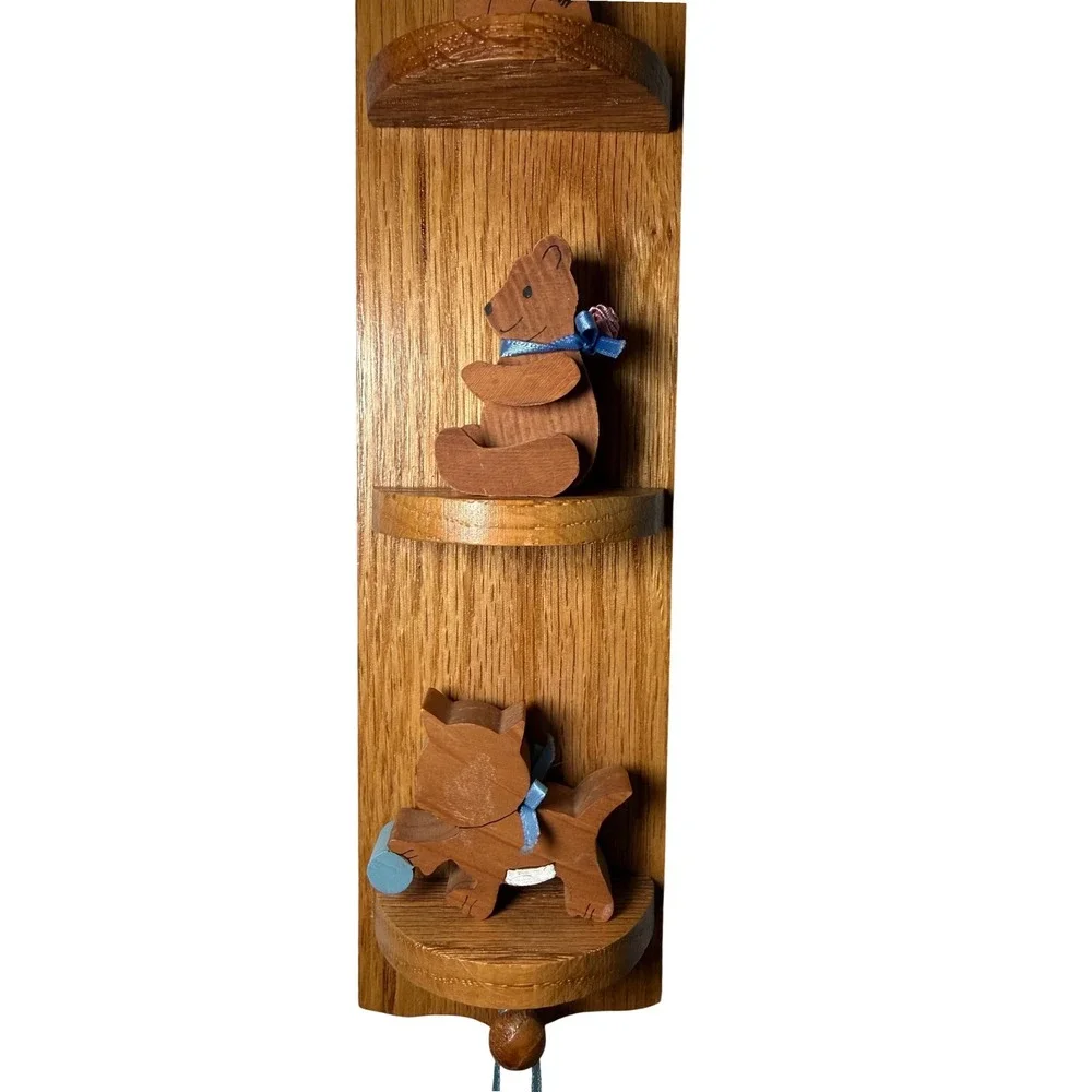 Vintage Wooden Trinket Shelf Wall Hanging Mini Animal Bear Cat Dog Heart Cottage