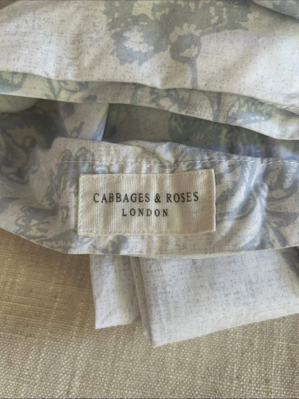 Cabbages & Roses Duvet Cover Blue Floral Queen Coastal Reversible Shabby Chic