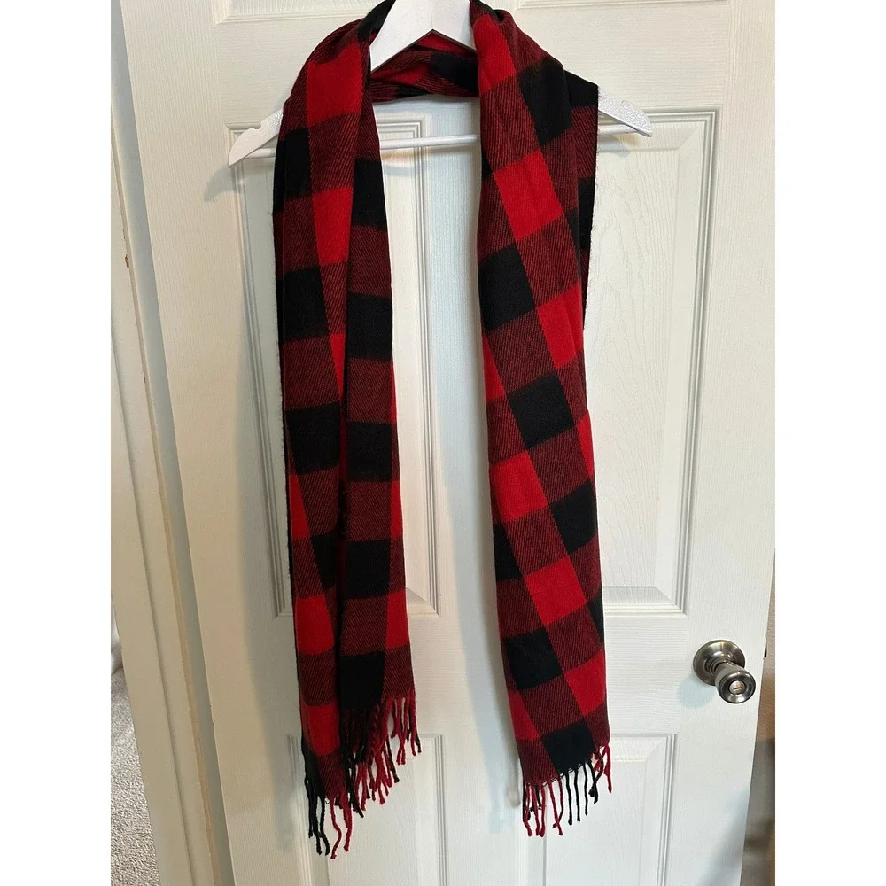 Charming Charlie Red‎ Black Buffalo Plaid Scarf Wrap