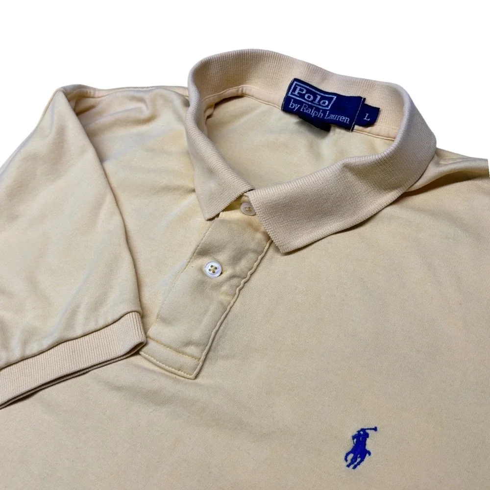 Polo Ralph Lauren Polo Shirt Mens Large Yellow Short Sleeve Embroidered Pony‎