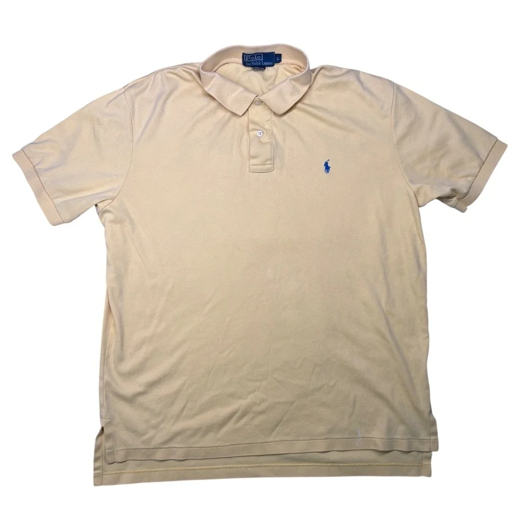 Polo Ralph Lauren Polo Shirt Mens Large Yellow Short Sleeve Embroidered Pony‎