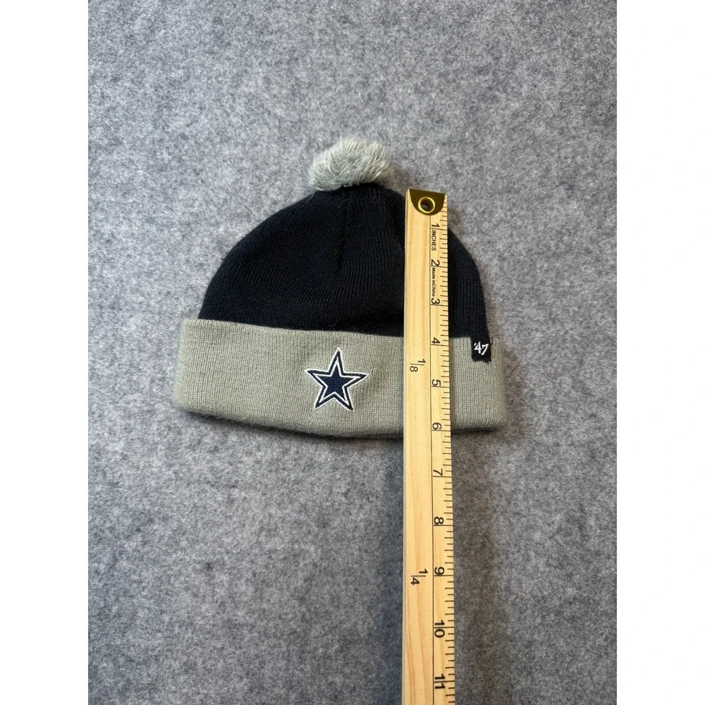 '47 Unisex Black Dallas Cowboys NFL Bam Bam Cuffed Pom Beanie Hat Mittens Set