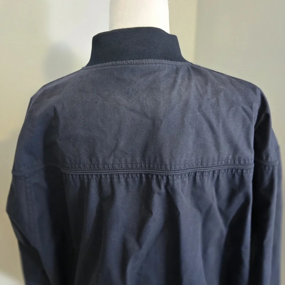 Knightsbridge Vintage Bomber Jacket Mens Large Navy Zip Snap Cotton
