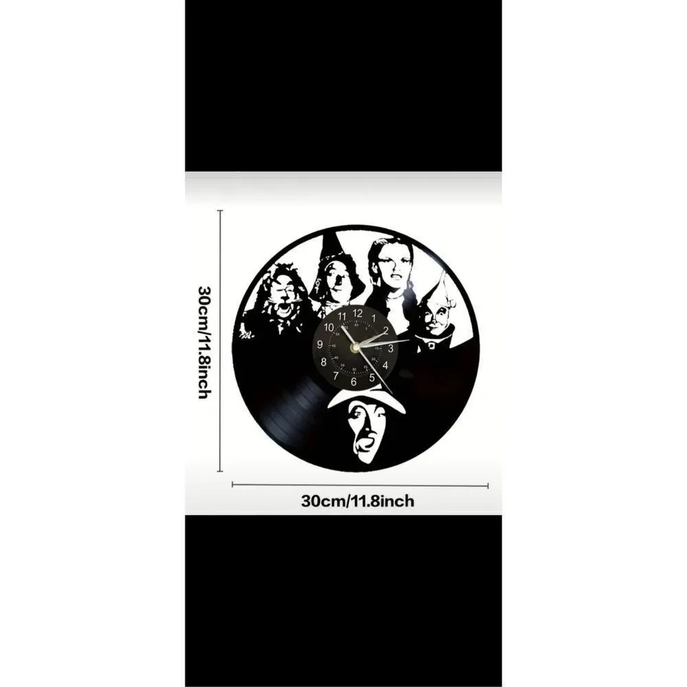 The Wizard of Oz 12”Black Lp wall clock . Battery operated .