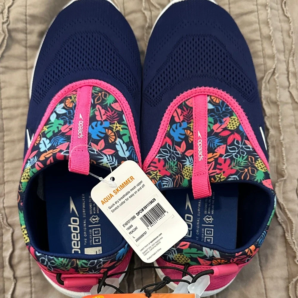 Speedo kids Floral Aqua Shoes - Navy and Pink