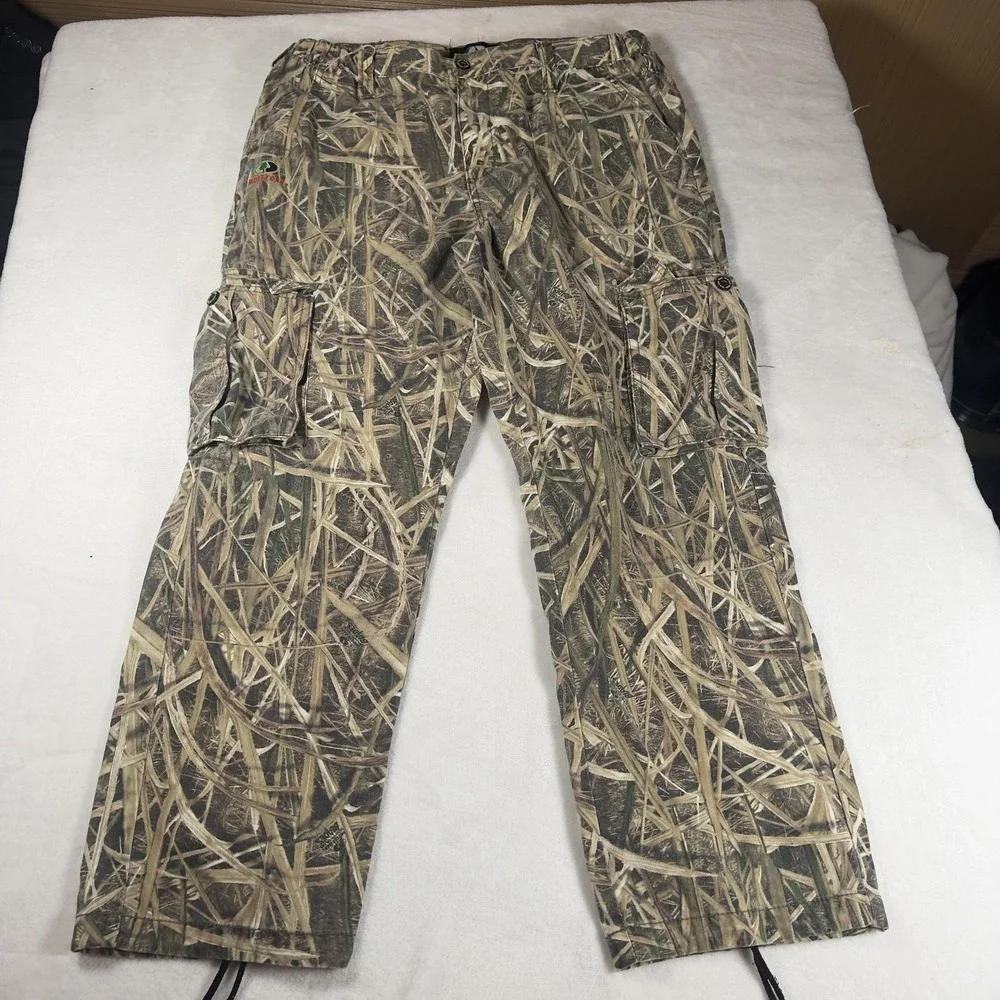 Mossy Oak Pants Mens‎ Large 30 Brown Camo Cargo Hunting Outdoor Drawstring Hem