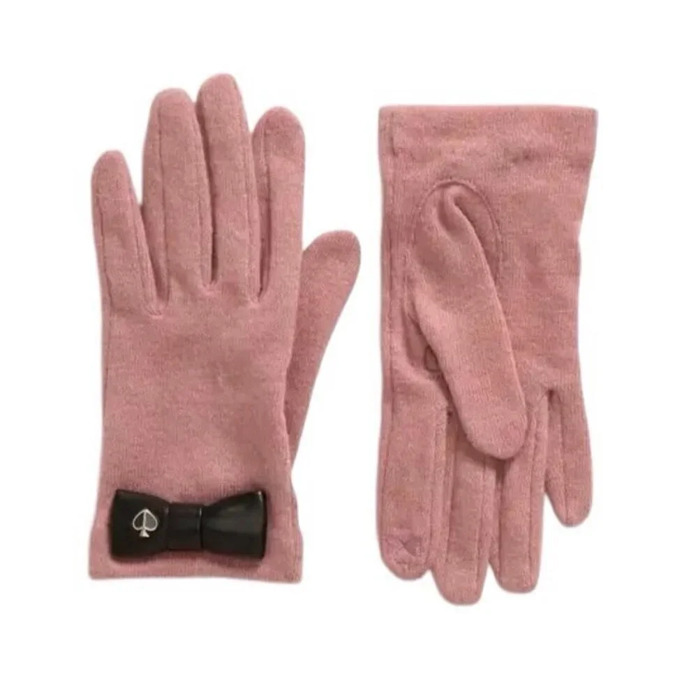 Kate Spade New York Womens Rose Bow Accent Wool Knit Touchscreen Gloves Sz M New