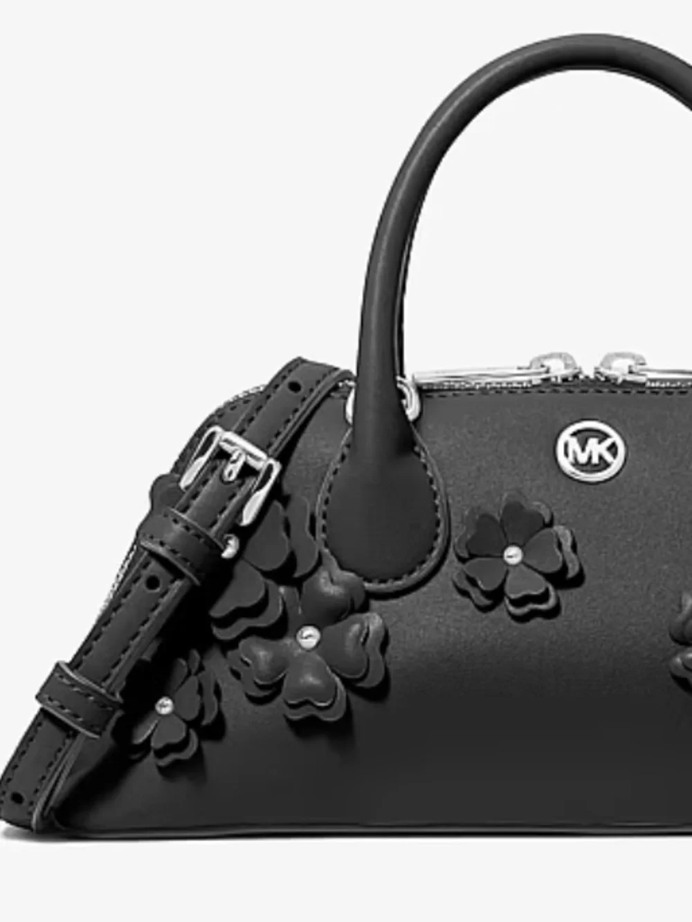 Michael Kors Black Small Floral Satchel Crossbody Black