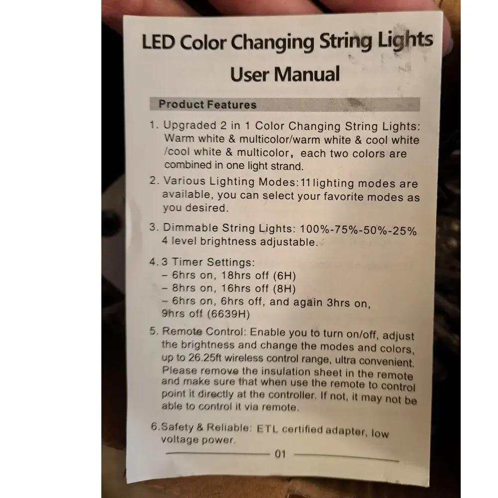 500 LED Lights 11 Modes Warm and Multi-Color 180ft Strand with Remote Timer