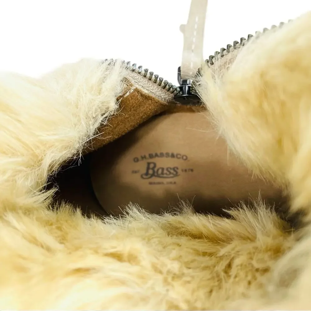 G.H. BASS Zina Women Tan Winter Sneaker Boot Size 9.5 Suede Faux Fur Lining New