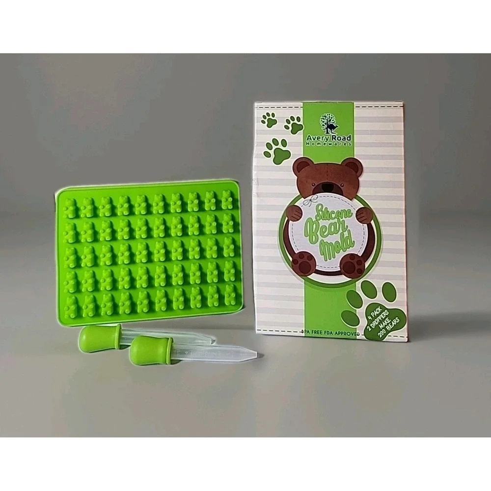New Avery Rd Silicone 200-Pc Gummy Bear & Chocolate Candy Molds Kit 4-Trays NIB