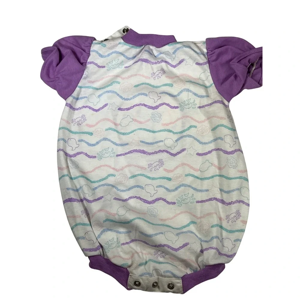 Vintage Health-tex Baby Girls Bubble Romper 18 Months Purple Sea Life‎ Fish USA