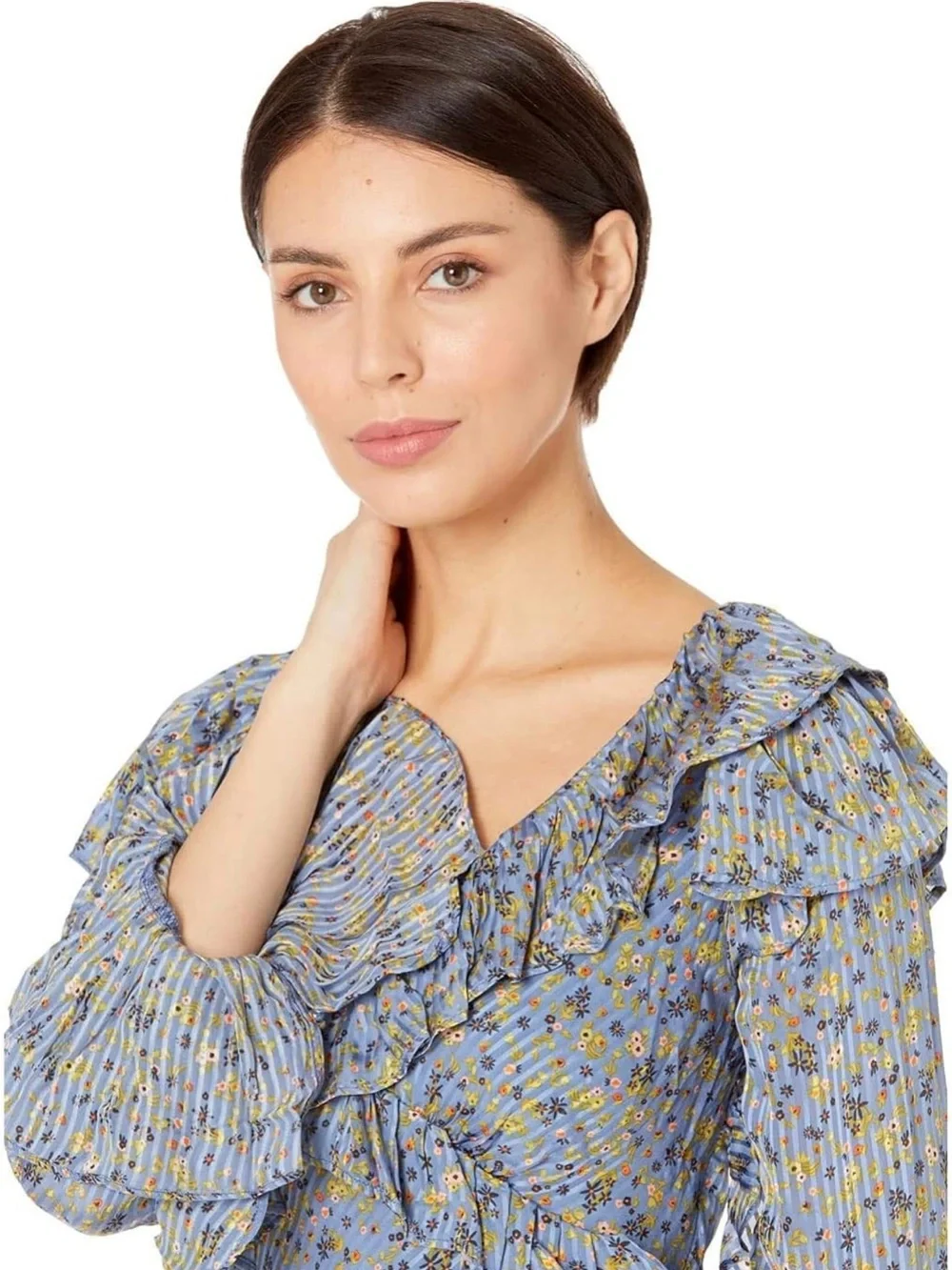 Free People Long Sleeve Empire Mini Dress Blue Size 2