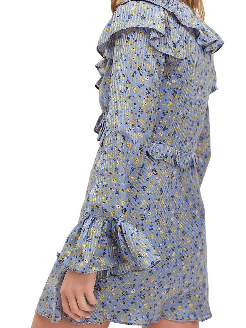 Free People Long Sleeve Empire Mini Dress Blue Size 2