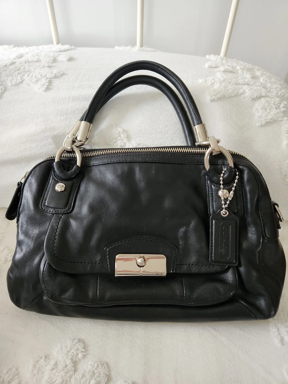 Coach Black Leather Kristin Satchel Handbag L1294-F22304